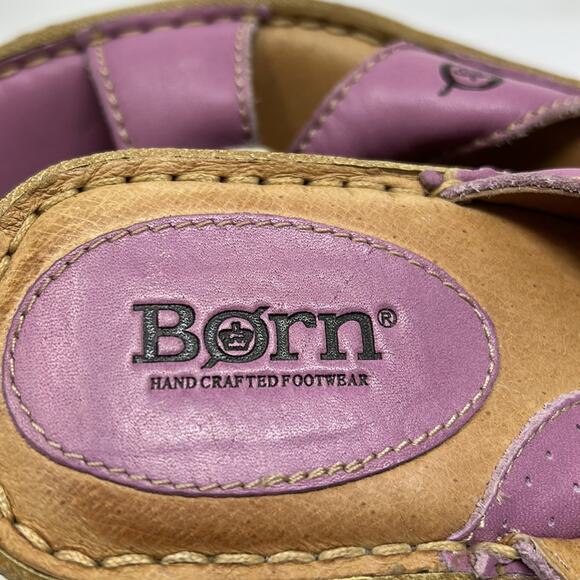 Born Women's Purple & White Leather Wedge Mule Slide Sandals Size 38 (8) - Picture 9 of 15